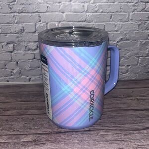 NWT Corkcicle springtime plaid 16oz mug